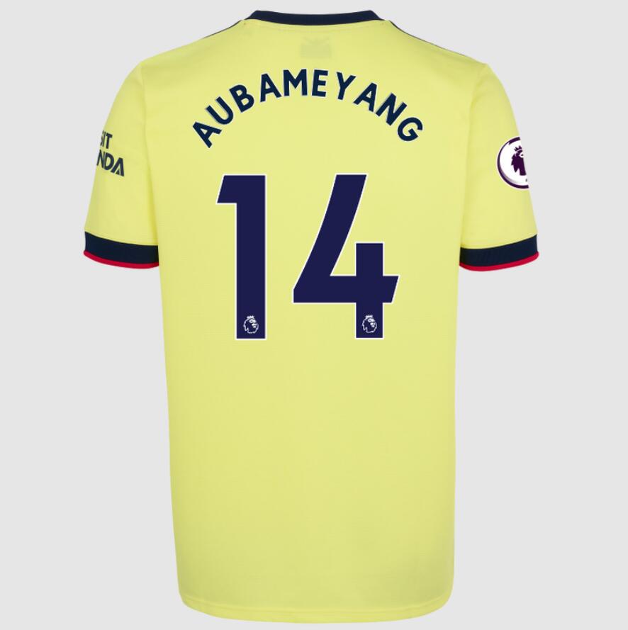 2021/22 Arsenal Away Kit Soccer Jersey with Pierre-Emerick Aubameyang 14 printing